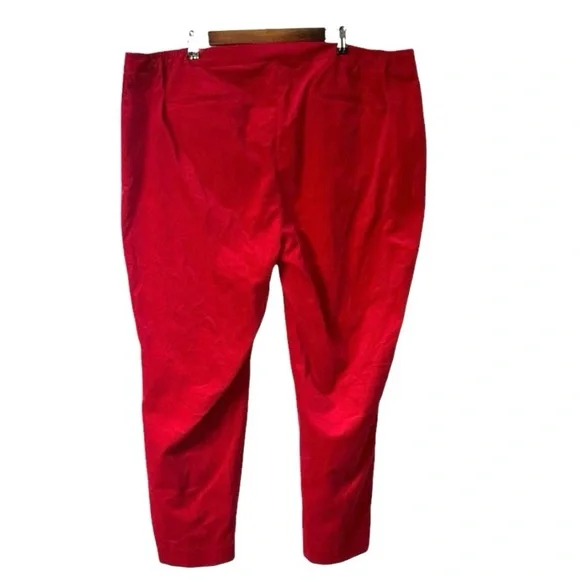 NEW Talbots RSVP Red Velvet Straight Leg Pants Ruffle Hem Holiday Plus Size 24W - Picture 3 of 6